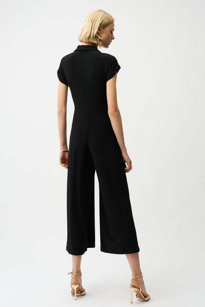 Silky Knit Culotte Jumpsuit With Gold Zipper - Joseph Ribkoff