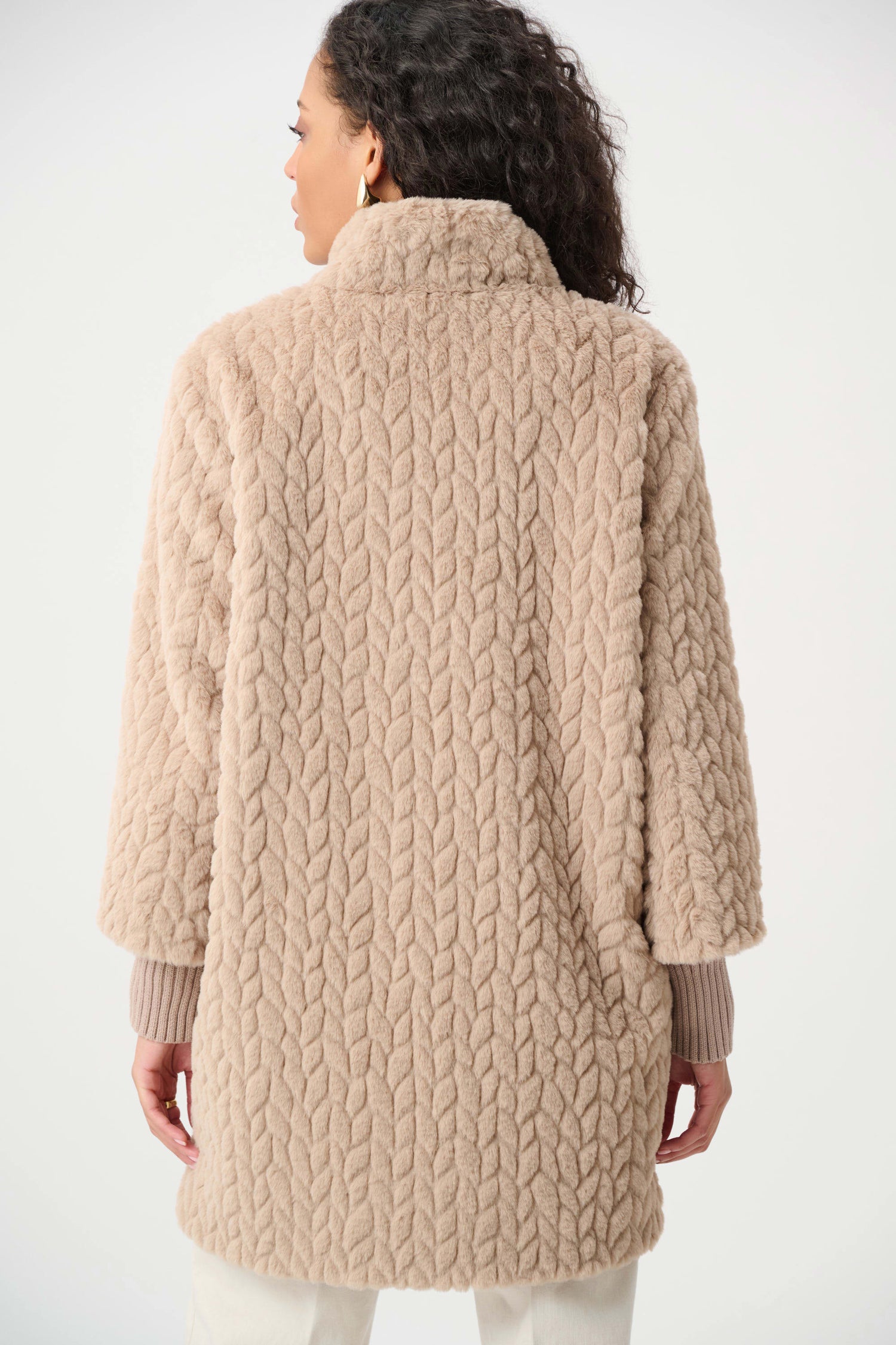 Textured Faux Fur Mock-Neck Coat - Joseph Ribkoff