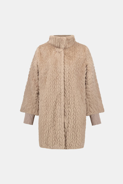 Textured Faux Fur Mock-Neck Coat - Joseph Ribkoff