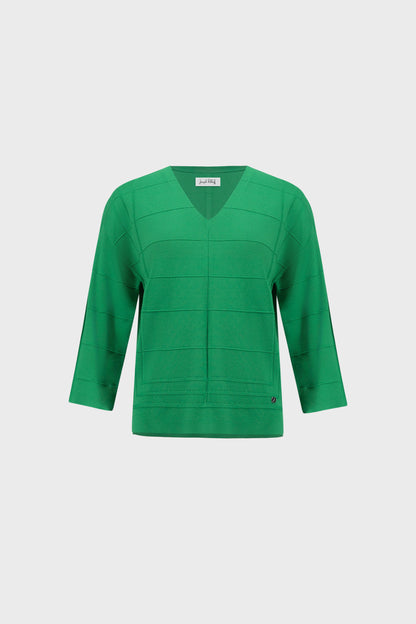 Textured V-Neck Sweater Botanical Green  - Joseph Ribkoff