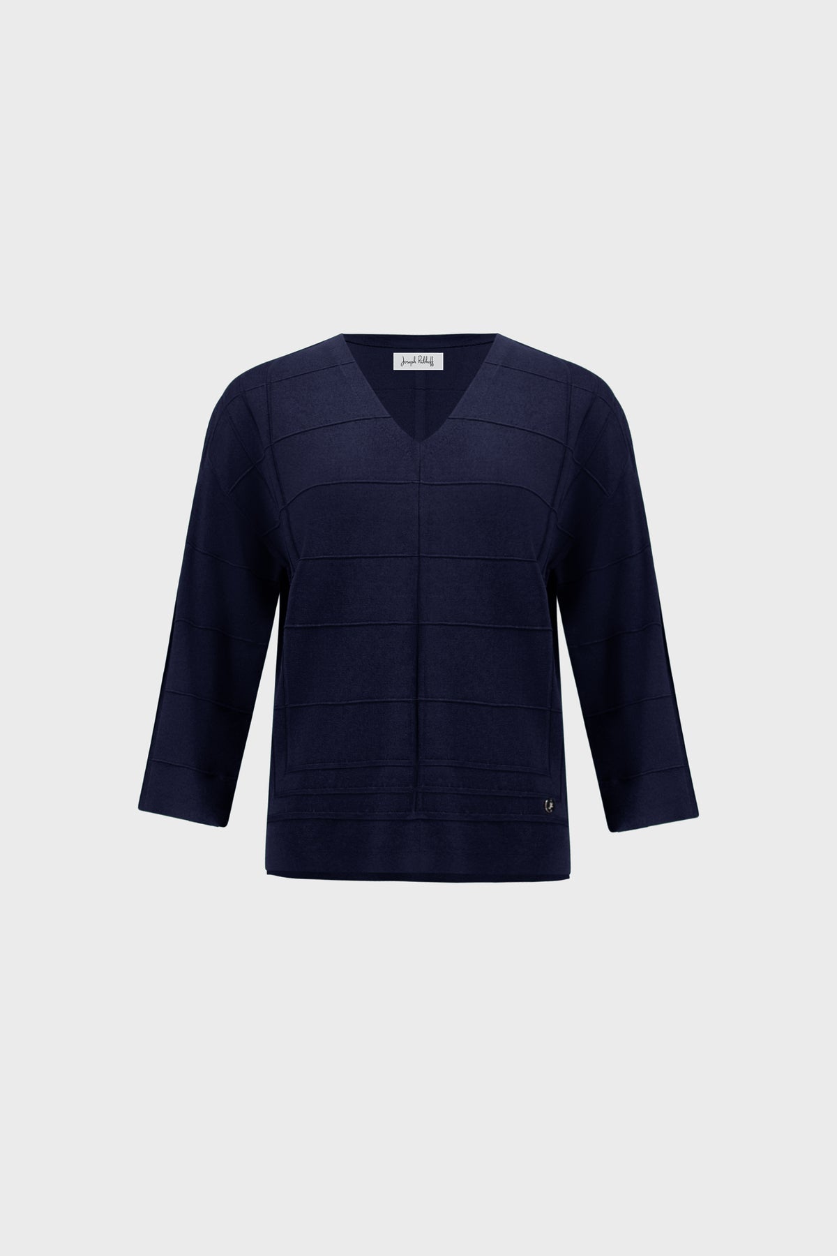 Textured V-Neck Sweater Indigo - Joseph Ribkoff
