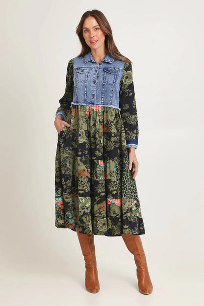 Keqioa Dress Collar Denium Mix