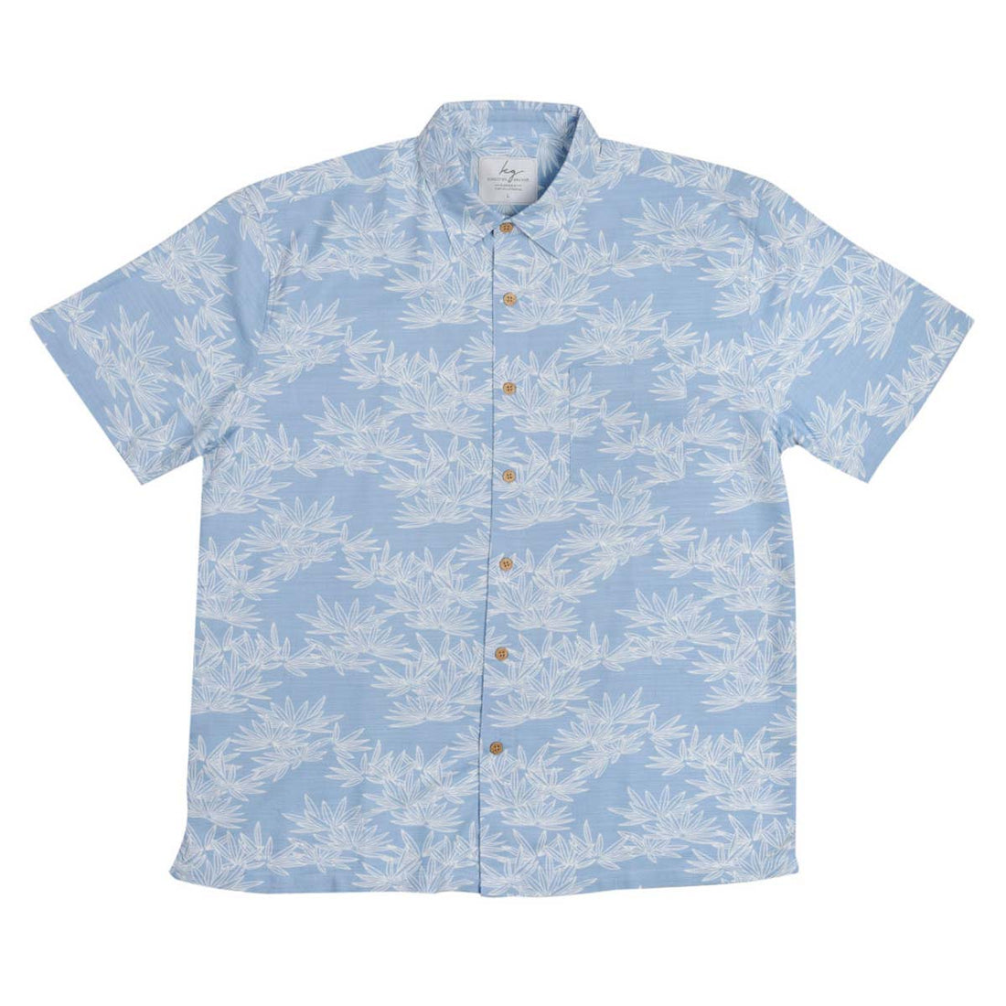 S/S Bamboo Shirt Bamboo Leaf Blue - Kingston Grange