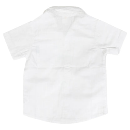 White blouse with ruffled collar on a white background