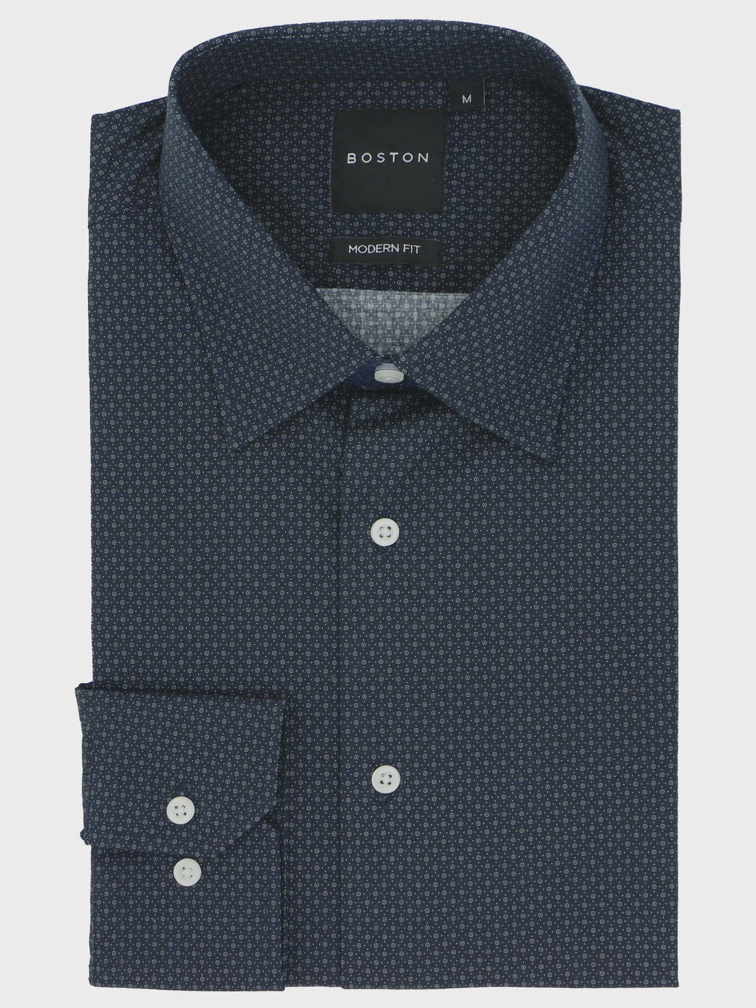 Lennox Navy Dotted Tile Printed Shirt - Boston