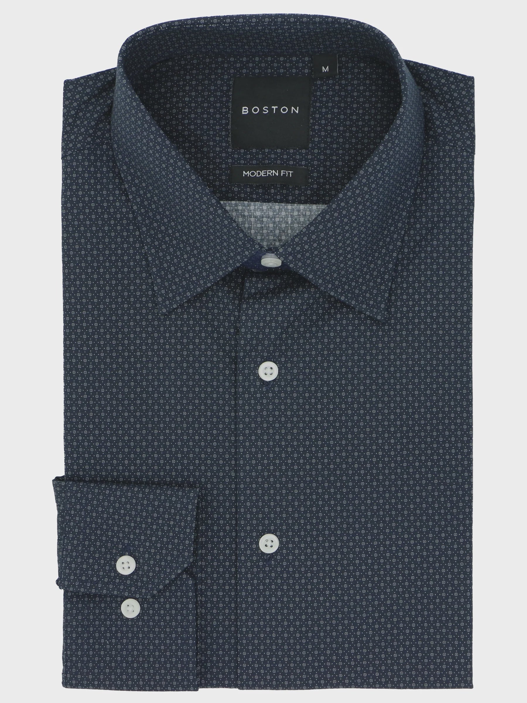 Lennox Navy Dotted Tile Printed Shirt - Boston