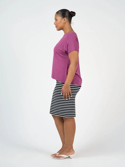 Wilde Bamboo Box Fit Tee Plum - Lou Lou