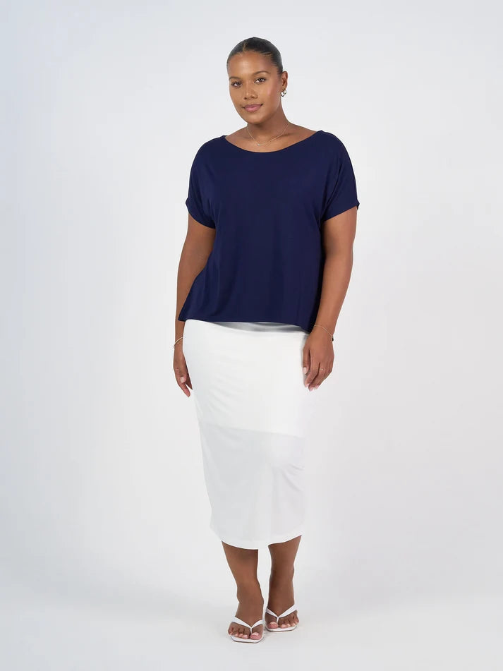 Wilde Bamboo Box Fit Tee Navy - Lou Lou