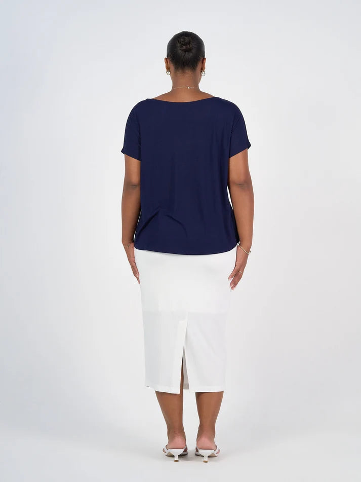 Wilde Bamboo Box Fit Tee Navy - Lou Lou