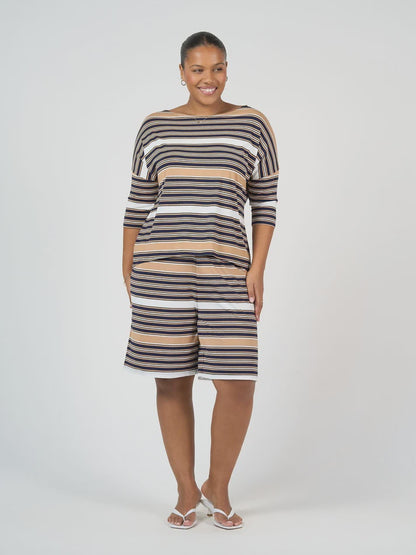 Camila 3/4 Sleeve Bamboo Top Stripe - Lou Lou