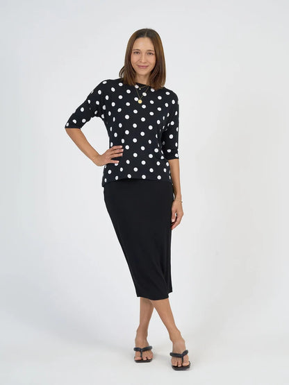 Camila 3/4 Sleeve Bamboo Top Polka Dot - Lou Lou