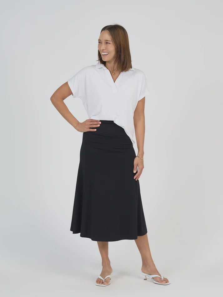 Rush Bamboo S/S Collared Polo Top White - Lou Lou