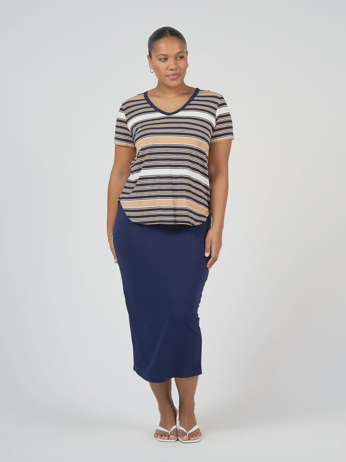 Veronica Bamboo V-Neck T-Shirt Stripe - Lou Lou