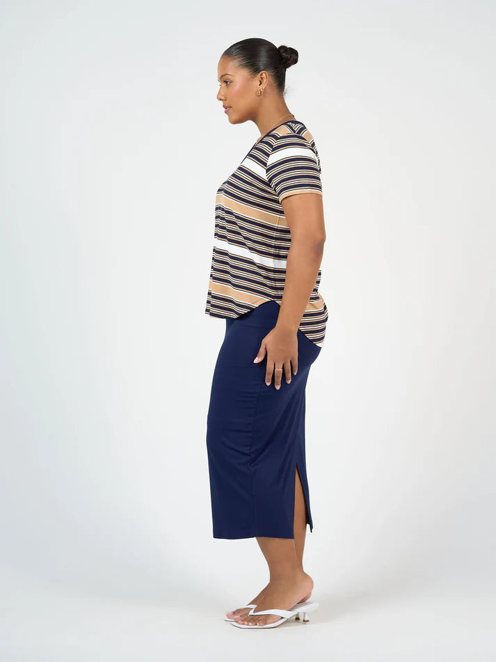 Veronica Bamboo V-Neck T-Shirt Stripe - Lou Lou