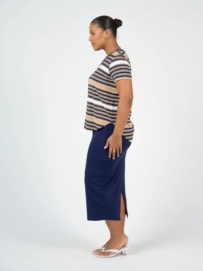Veronica Bamboo V-Neck T-Shirt Stripe - Lou Lou