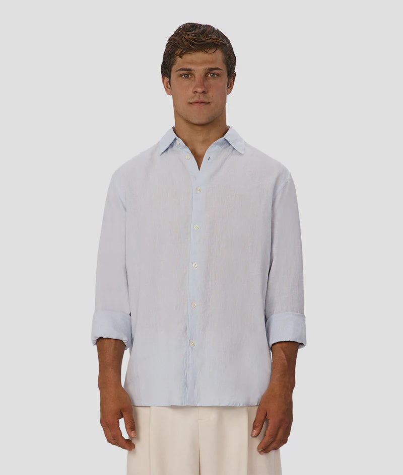 The St Martins Long Sleeve Linen Shirt Powder Blue