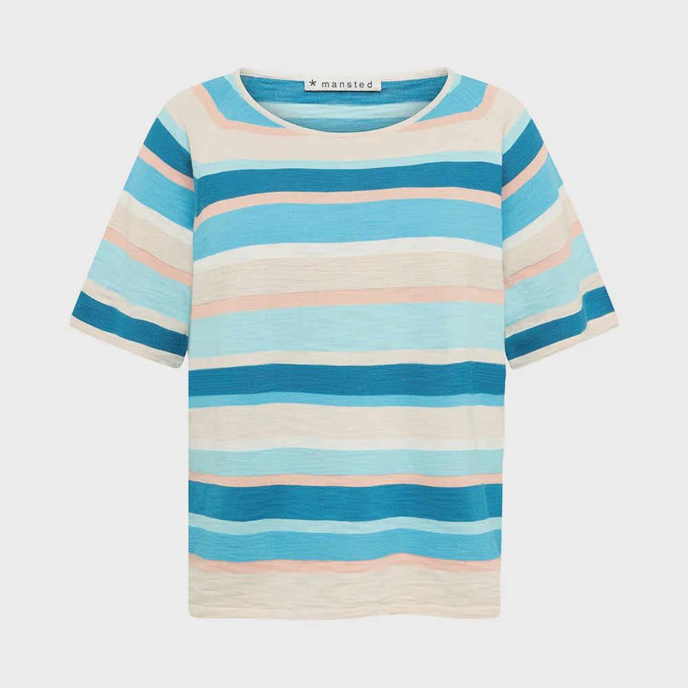 Melissa Cotton S/S Crew Neck Aqua - Mansted