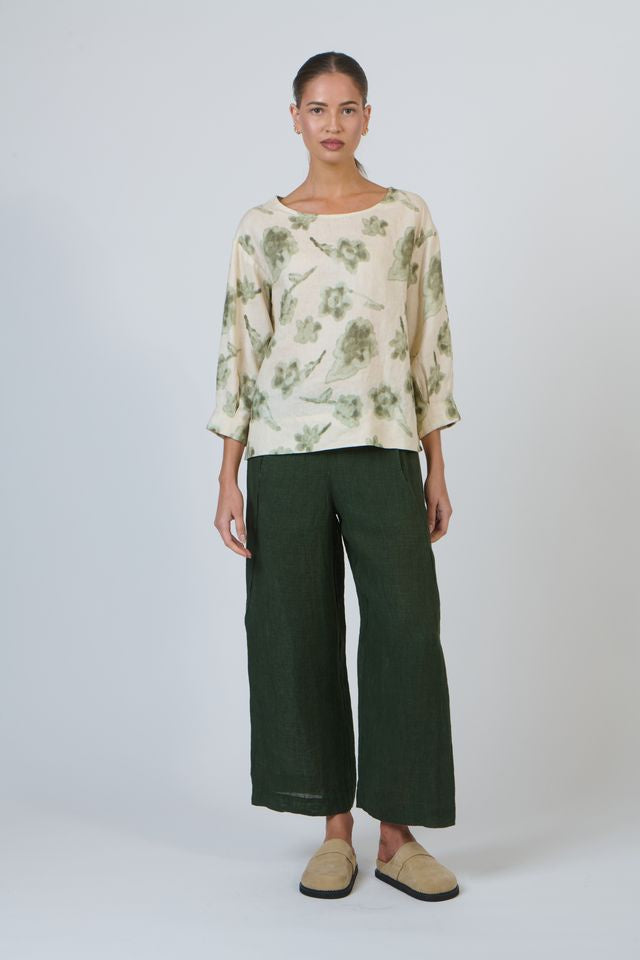 Patina Petal Linen Top Naturals by O &amp; J