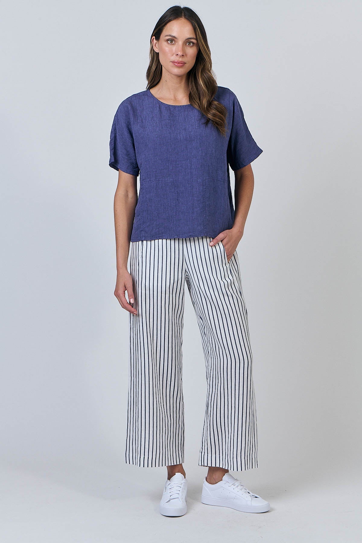 GA398 Wide Leg Tailored 100% Linen Pants