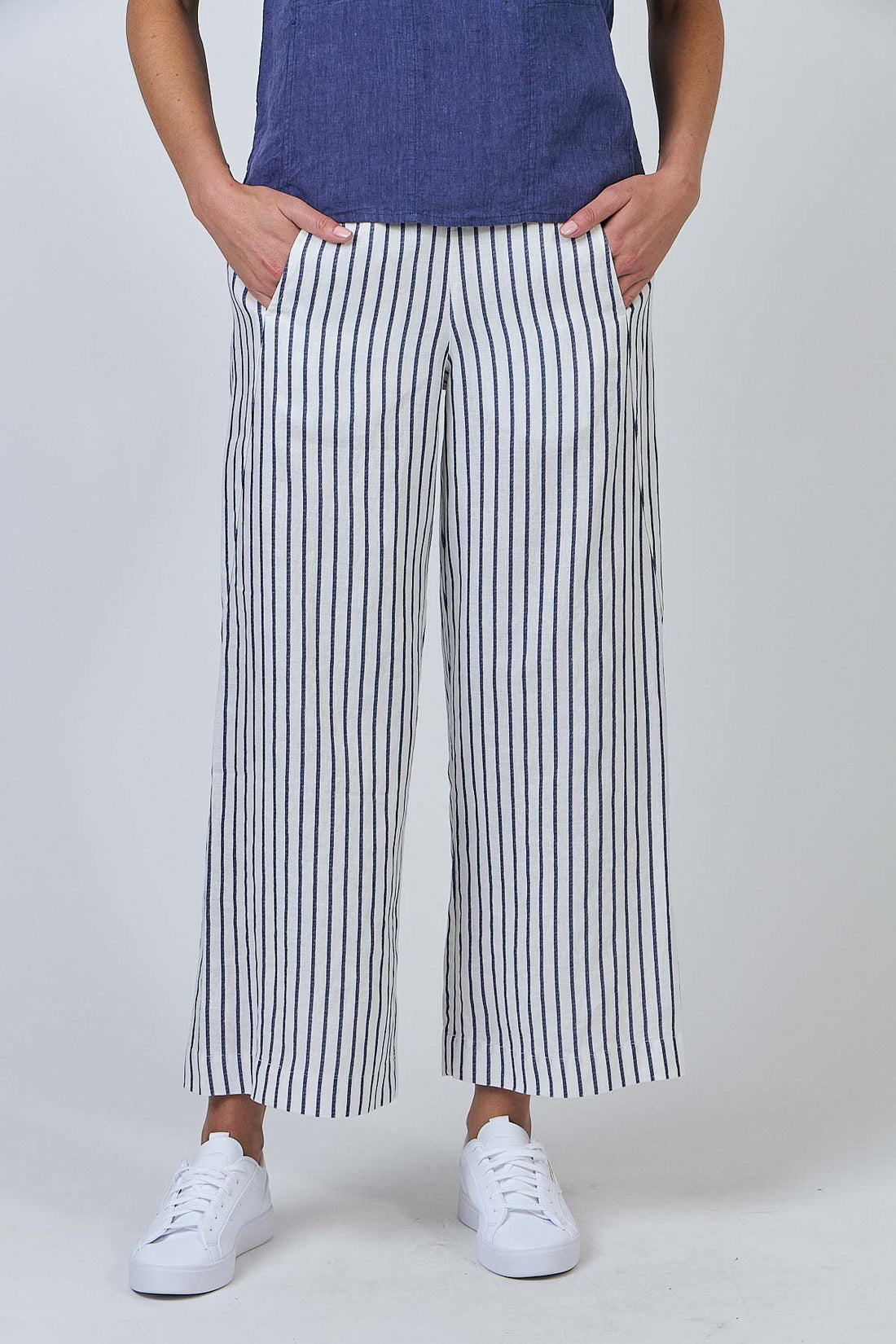 GA398 Wide Leg Tailored 100% Linen Pants