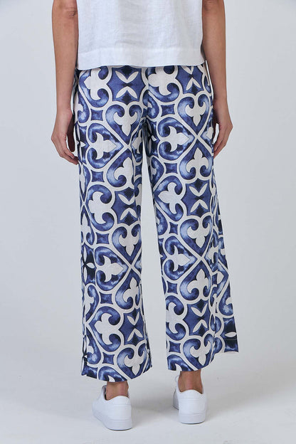 GA398 Wide Leg Tailored 100% Linen Pants