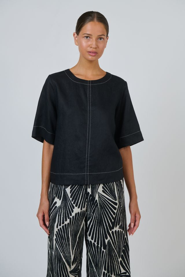 Naturals-by-O-and-J-GA724A-Black-Linen-Top-Front-Swannies-Clothing-Merimbula