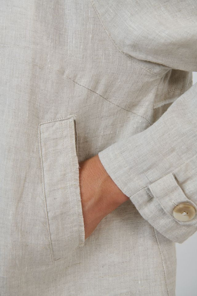 Linen Cropped Jacket Sand - Naturals by O &amp; J