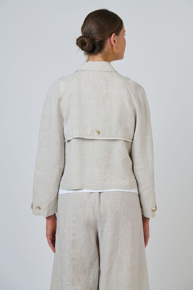 Linen Cropped Jacket Sand - Naturals by O &amp; J