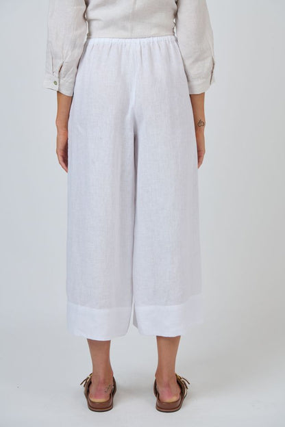 Linen Cropped Pant White - Naturals by O &amp; J