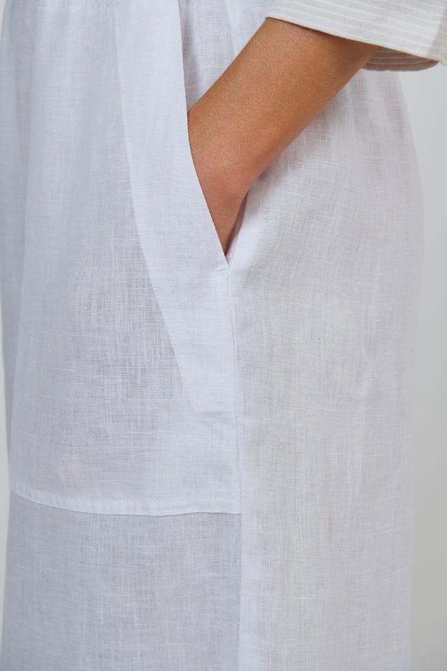 Linen Cropped Pant White - Naturals by O &amp; J