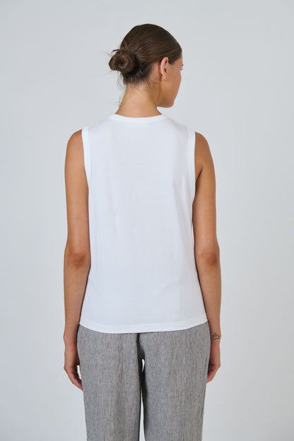 Cotton Sleevless Top White - Naturals by O &amp; J