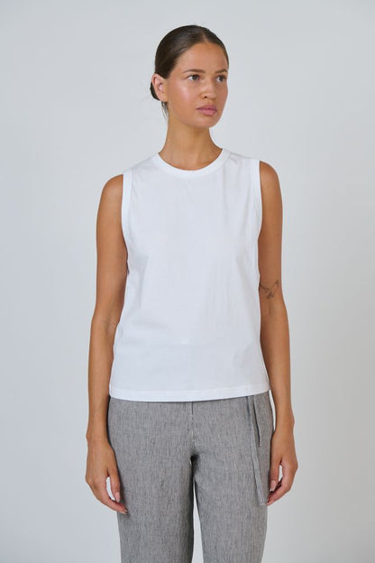 Cotton Sleevless Top White - Naturals by O &amp; J