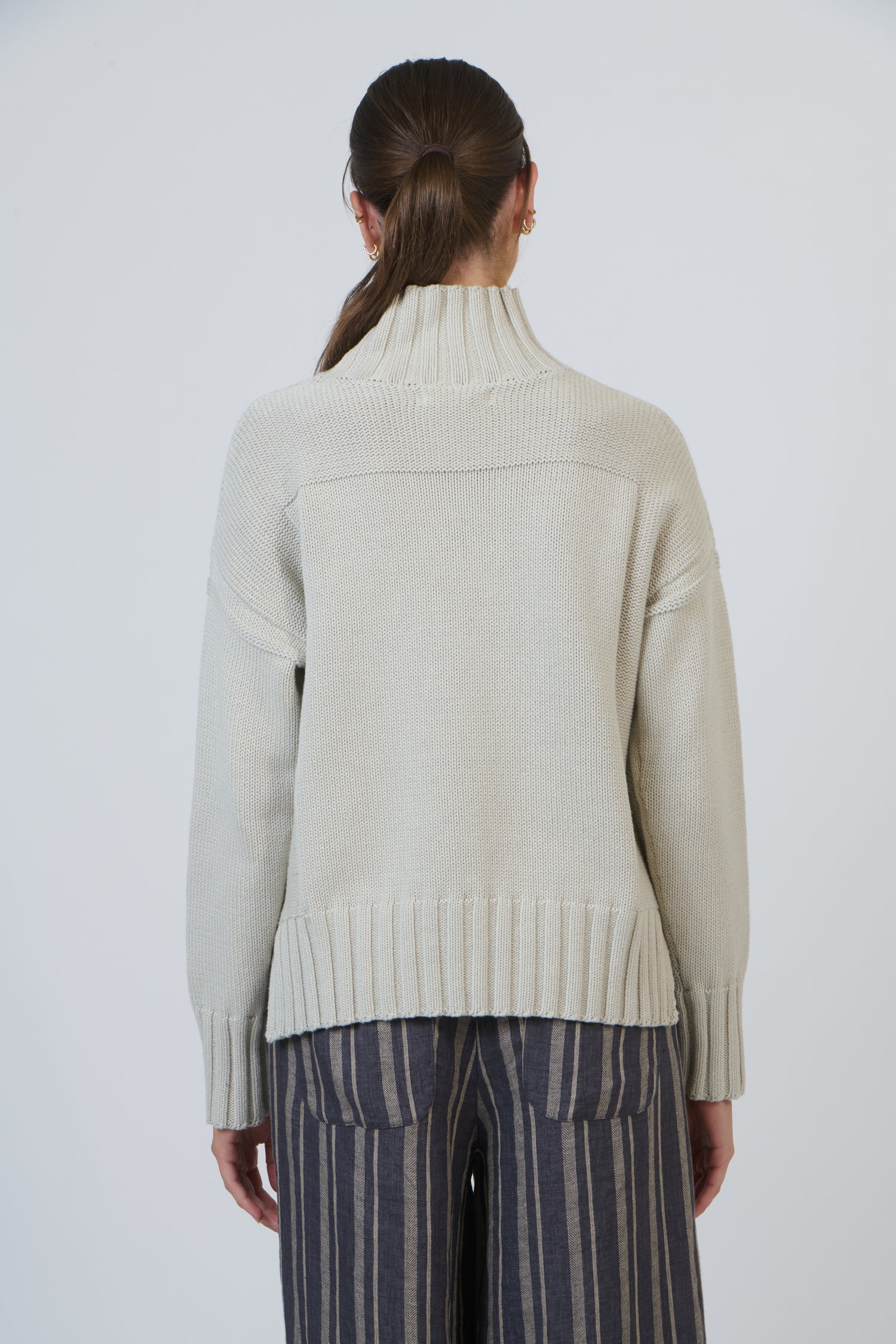 Cotton Turtleneck Jumper Wishbone Naturals by O &amp; J