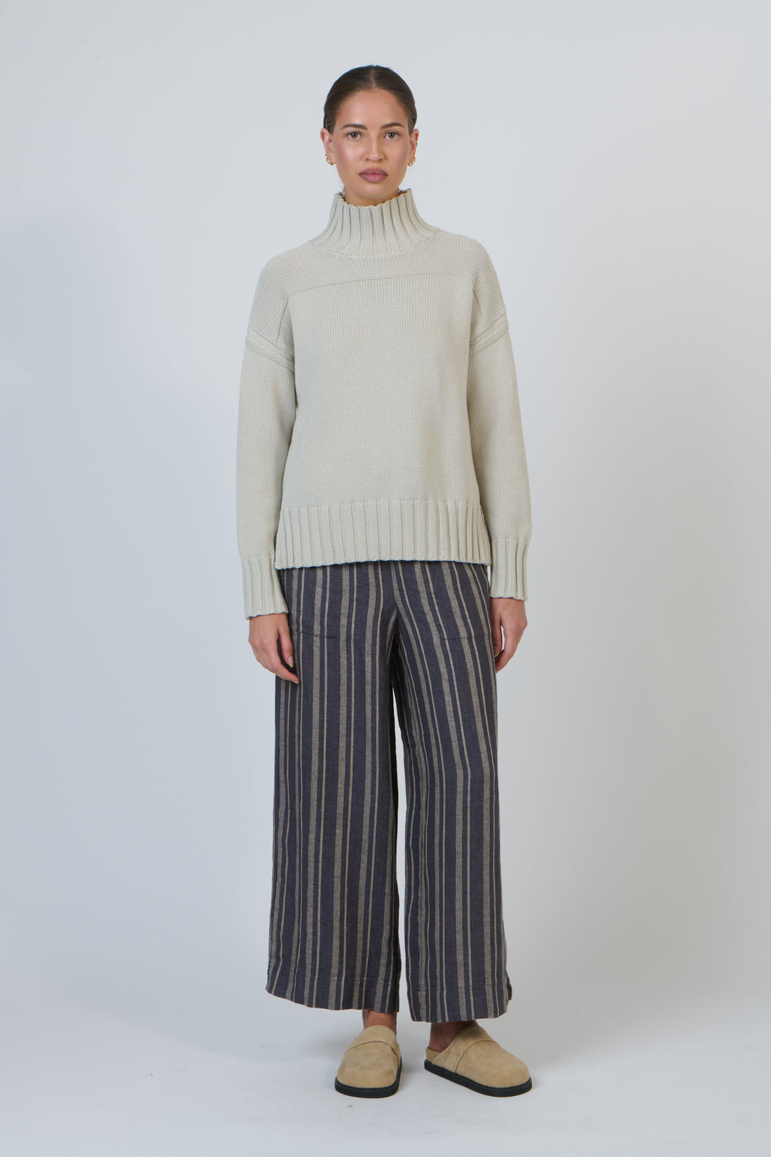 Cotton Turtleneck Jumper Wishbone Naturals by O &amp; J