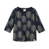 Navy blue long-sleeve shirt with arrow pattern on a white background