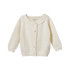 Cream-colored baby cardigan on a white background