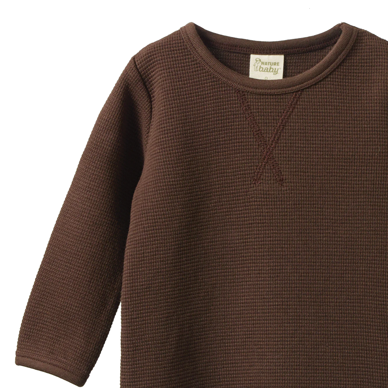 Brown textured long-sleeve shirt on a white background
