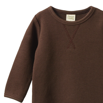 Brown textured long-sleeve shirt on a white background