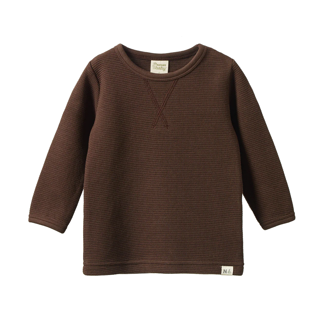 Brown textured sweater on a white background