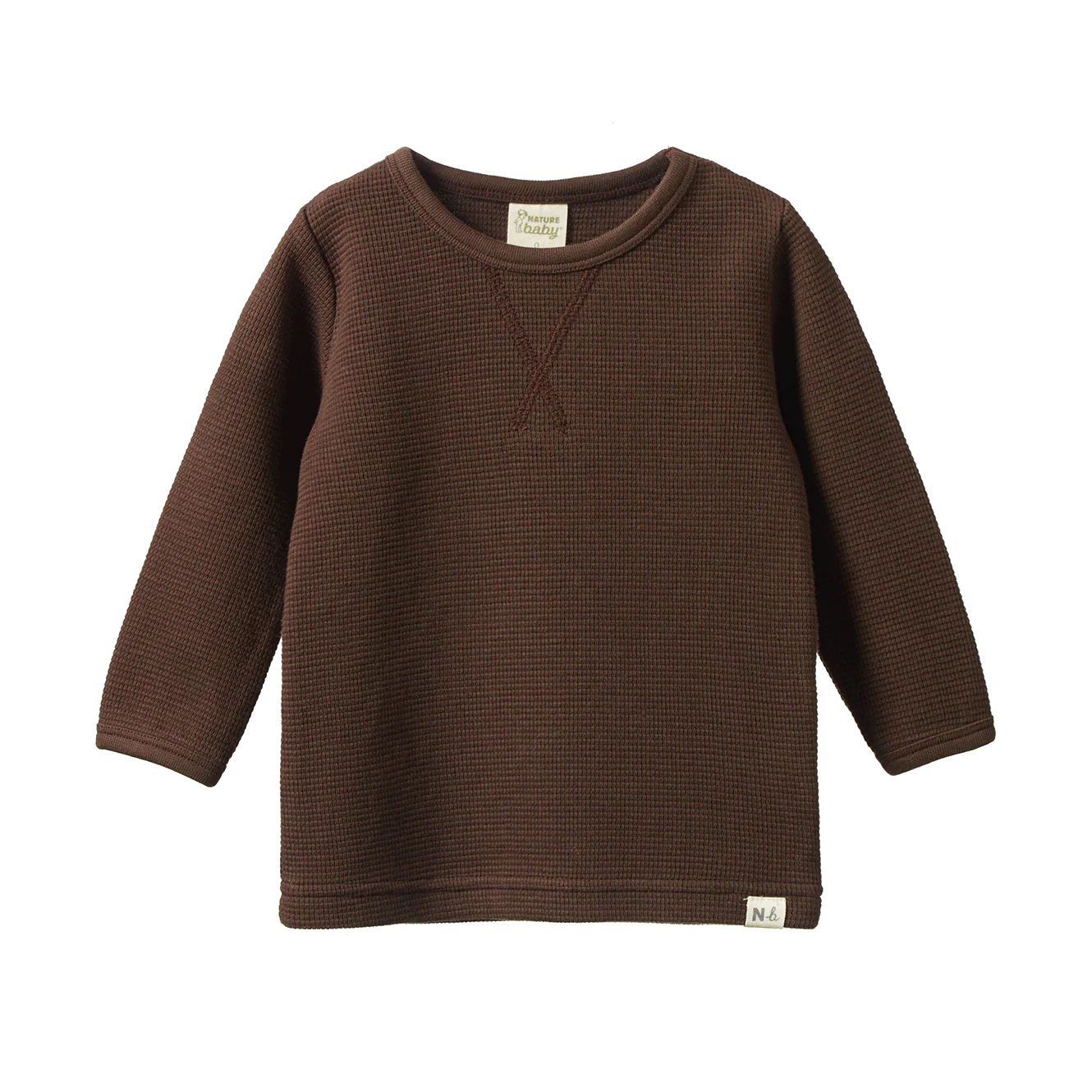 Brown textured sweater on a white background