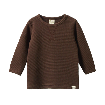 Brown textured sweater on a white background