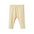 Cream-colored baby leggings with a subtle pattern on a white background