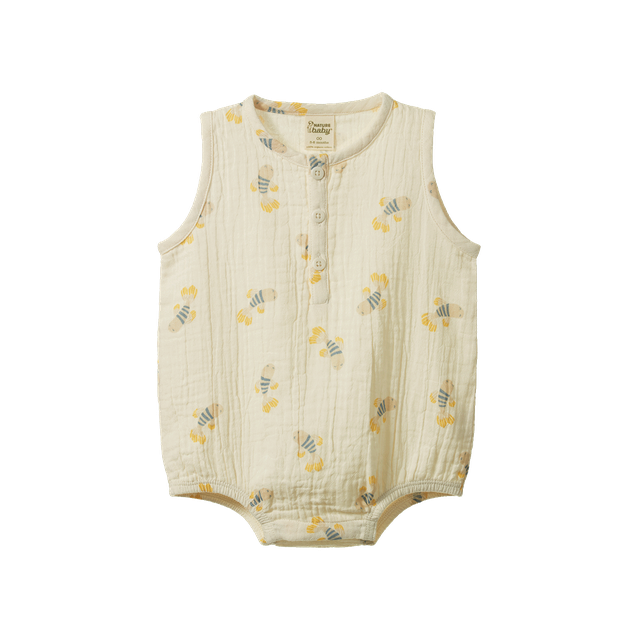 Cedar Suit Muslin Fish Fable Print - Nature Baby