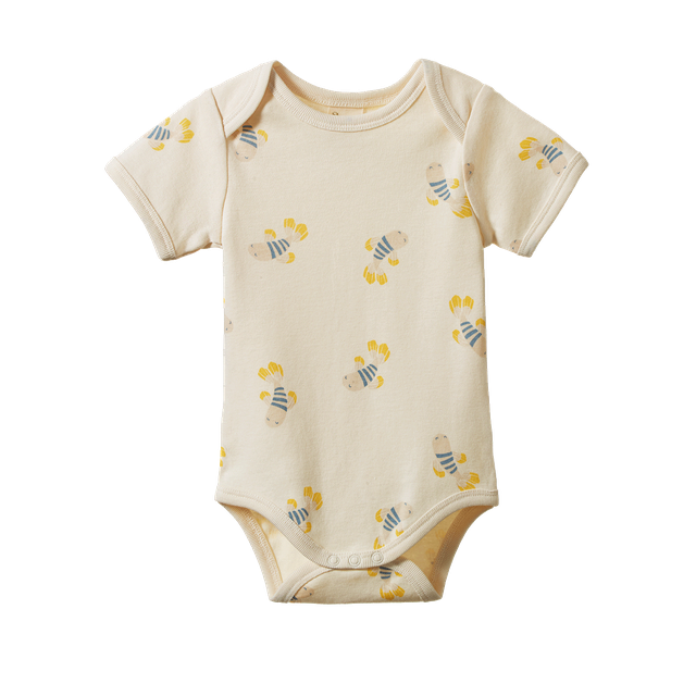 S/S Bodysuit Fish Fable Print - Nature Baby