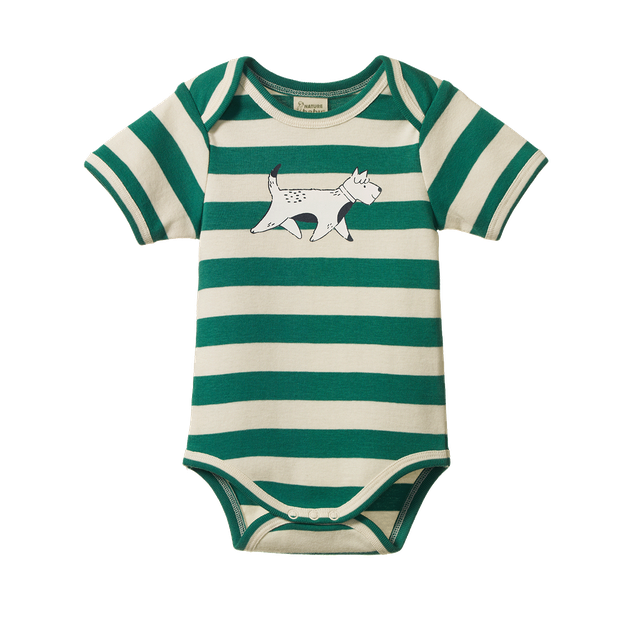 S/S Bodysuit Dog Walk Peppermint - Nature Baby