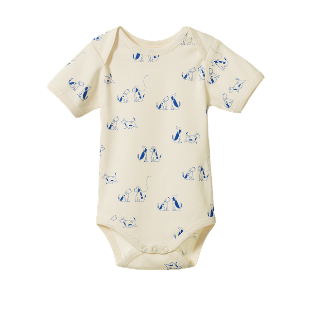 S/S Bodysuit Dog Walk - Nature Baby