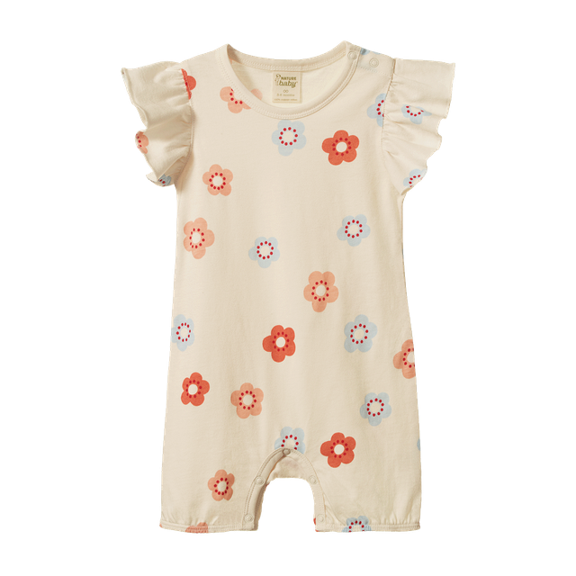 Tilly Suit Flora Stamp Print - Nature Baby