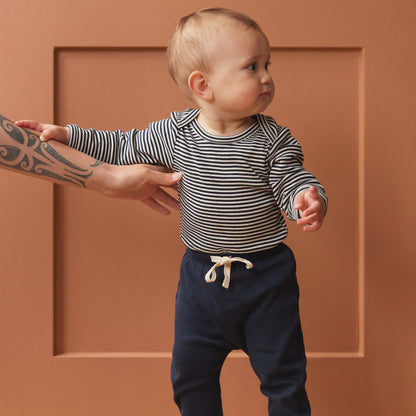 L/S Bodysuit Navy Stripe Nature Baby