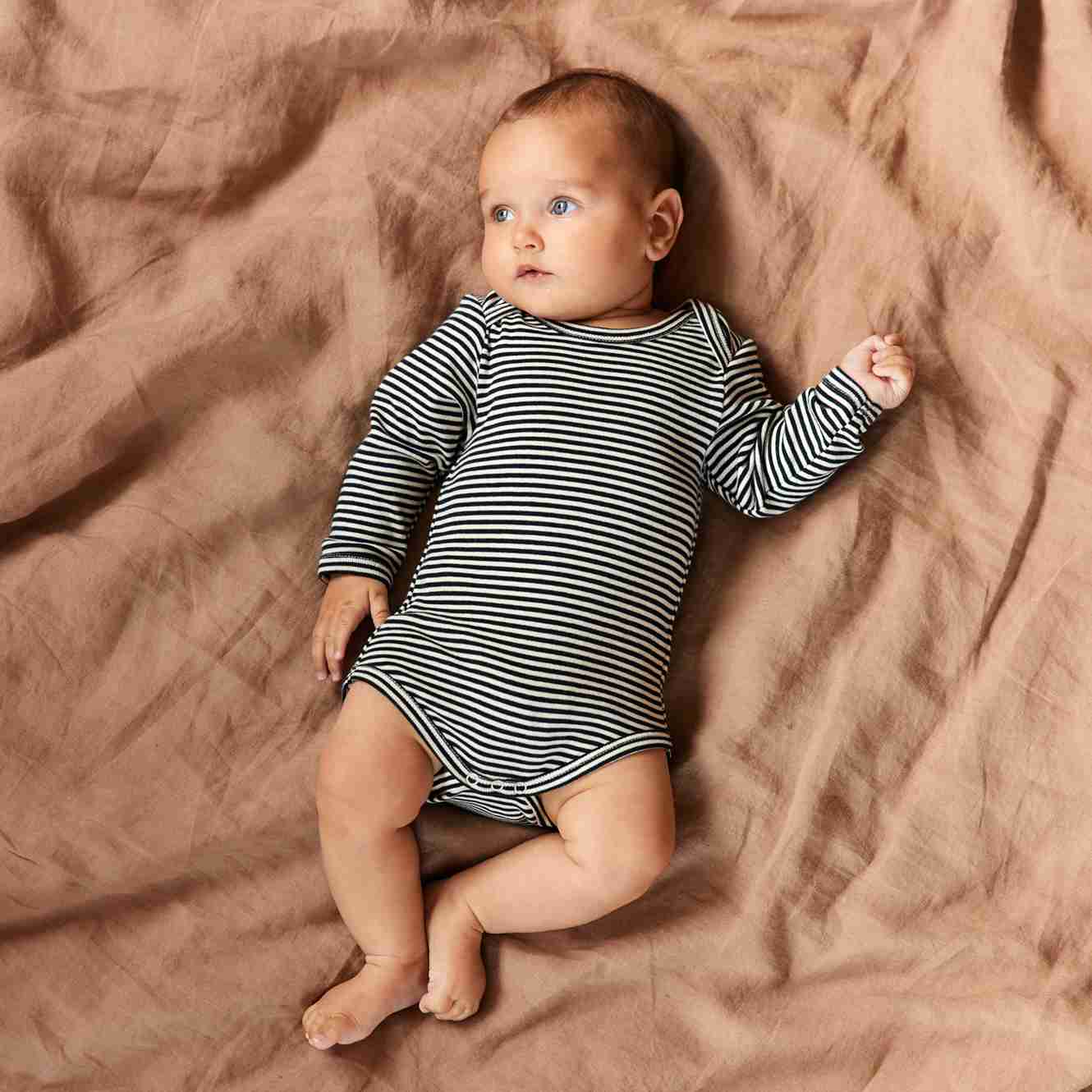L/S Bodysuit Navy Stripe Nature Baby