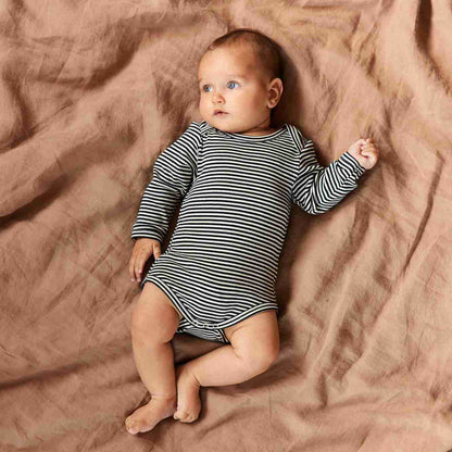 L/S Bodysuit Navy Stripe Nature Baby